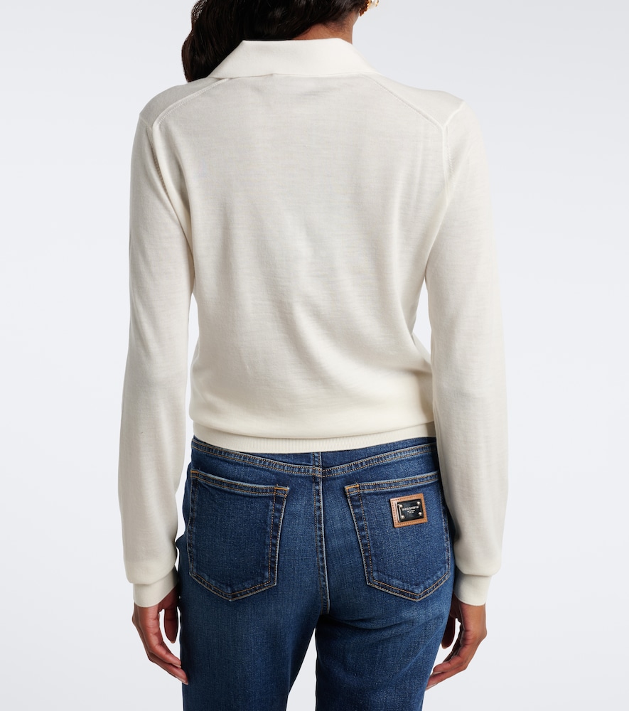 Dolce&Gabbana Embellished Cashmere-Blend Polo Sweater