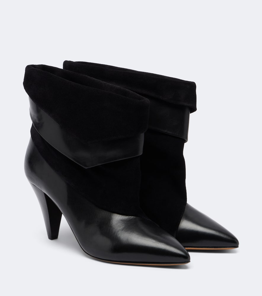 Isabel Marant Lyone Leather And Suede Ankle Boots In Black