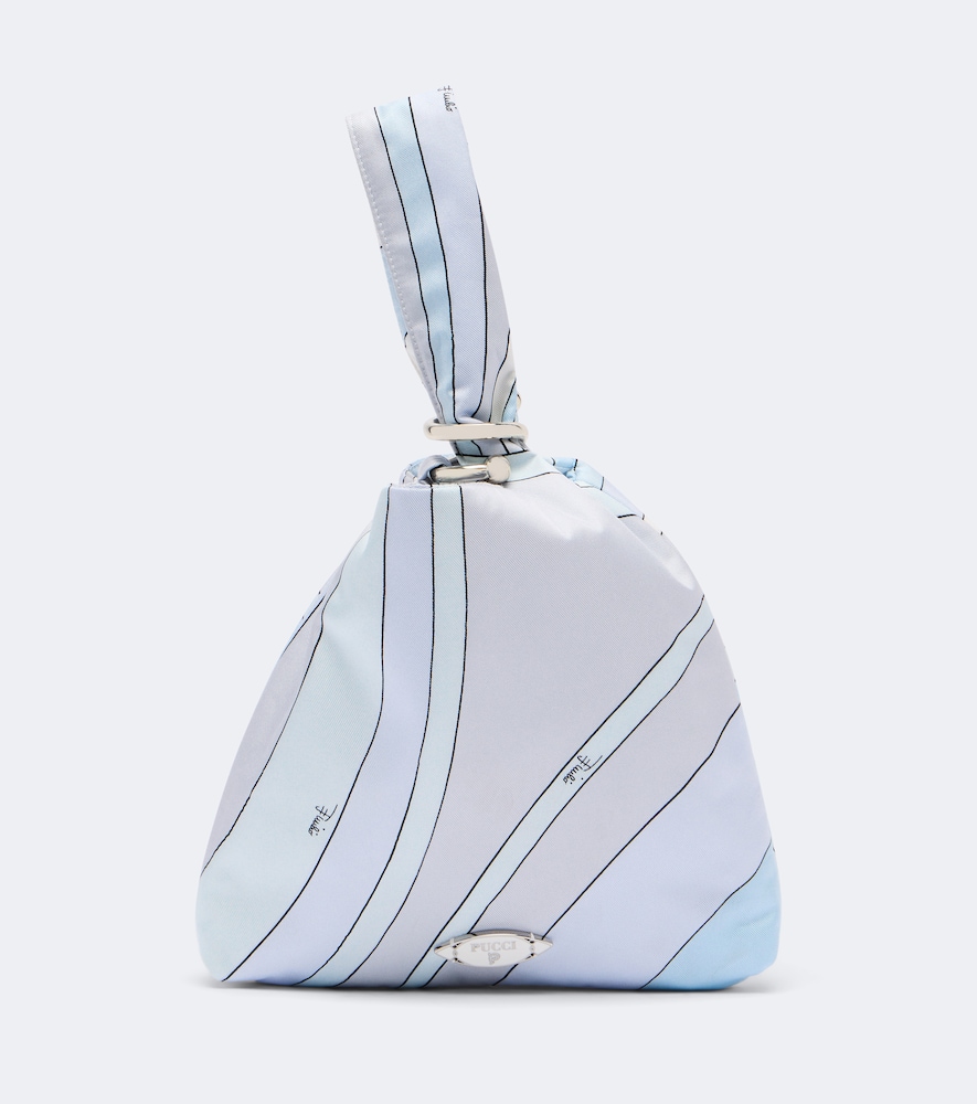 Pucci Emilio Iride Silk Twill Top-handle Bag In Blue