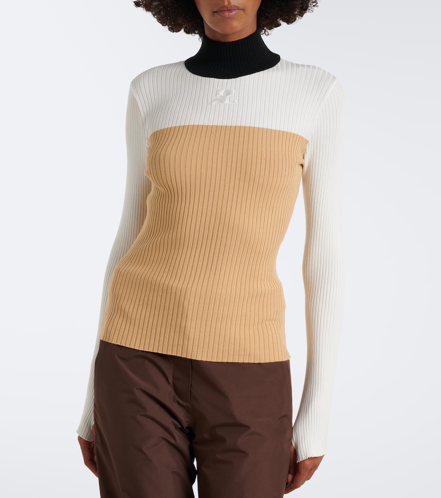 Courrèges Colorblocked Ribbed-Knit Ski Top