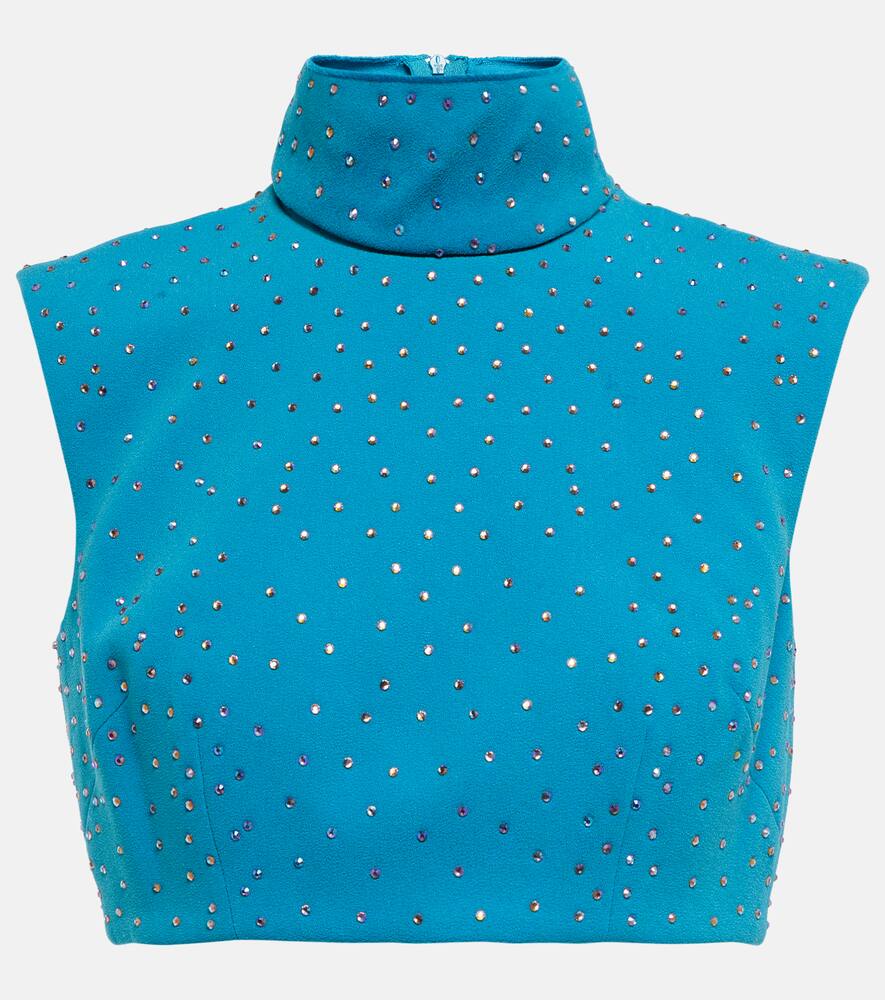 Alex Perry Henley embellished crêpe crop top