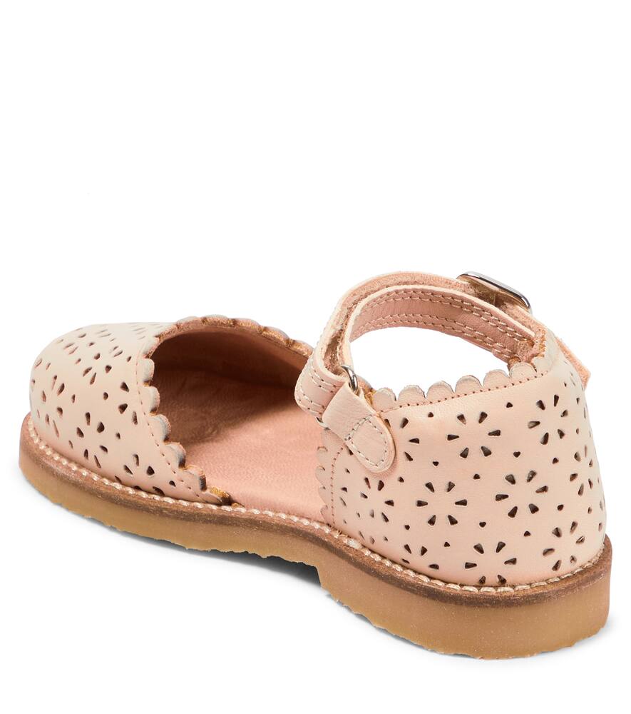 Shop Petit Nord Ladida Perforated Leather Ballet Flats In Cream