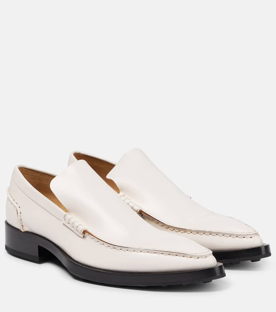 Shop Jil Sander Leather Loafers In Porcelain