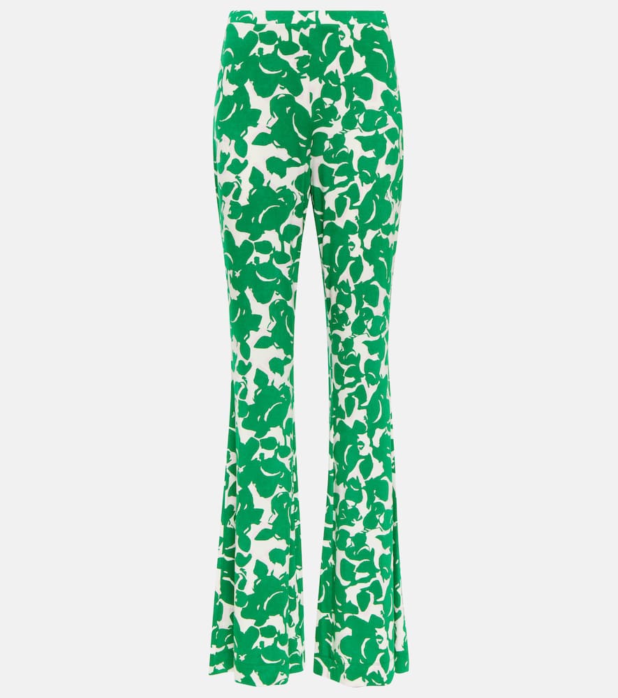 Diane Von Furstenberg Brooklyn Printed Flared Pants In Green