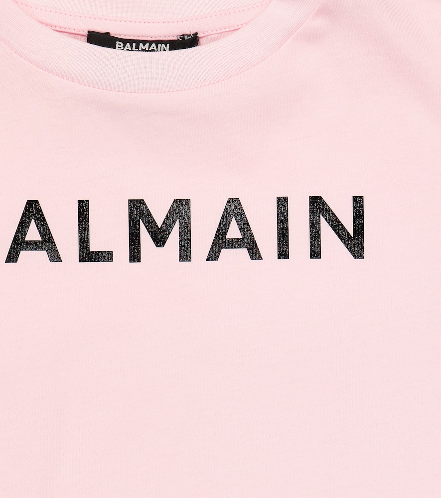 Shop Balmain Logo Cotton Jersey T-shirt In Plum