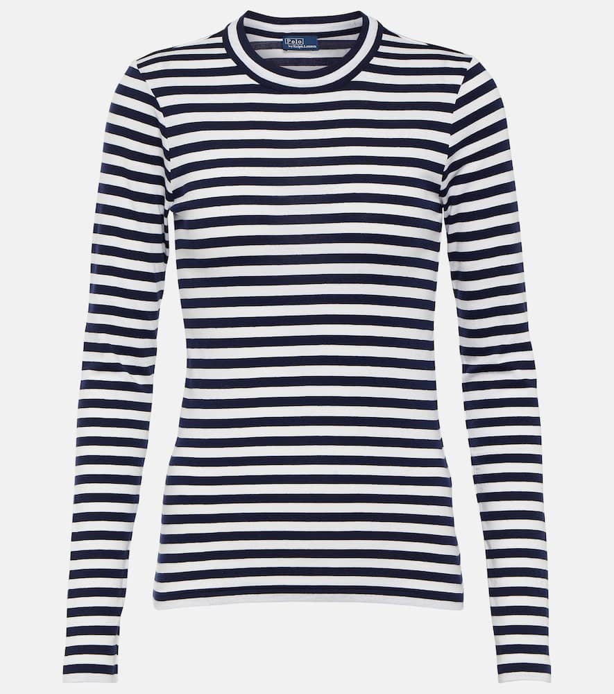 Shop Polo Ralph Lauren Striped Cotton Top In Blue