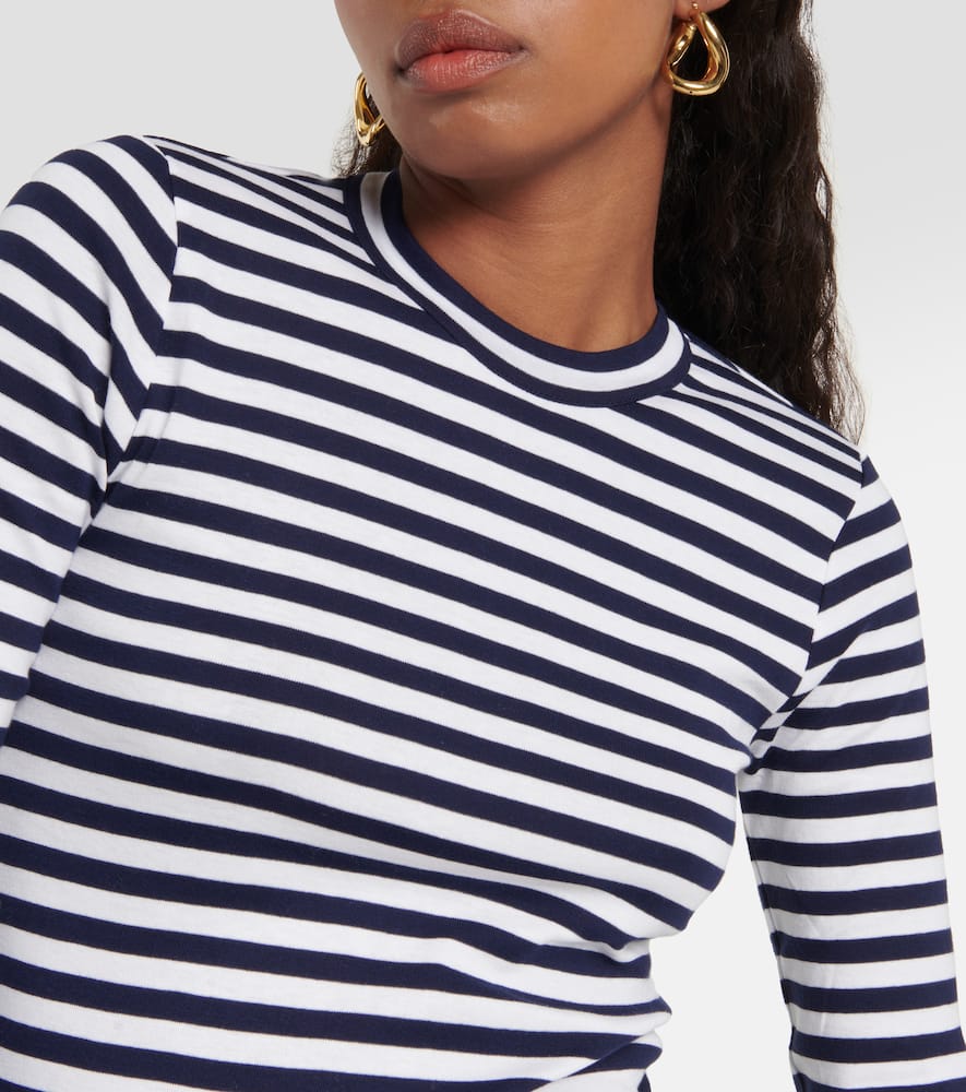 Shop Polo Ralph Lauren Striped Cotton Top In Blue