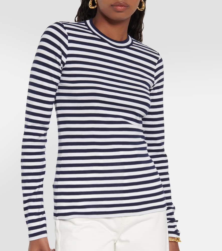 Shop Polo Ralph Lauren Striped Cotton Top In Blue