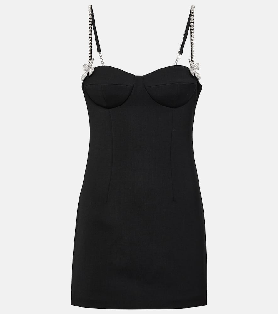 Area Butterfly embellished wool minidress