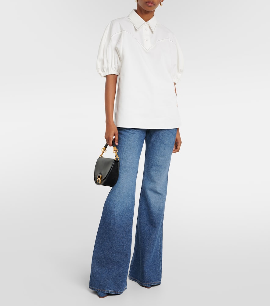 Chloé Cotton Blouse With Collar And Puff Sleeves In White