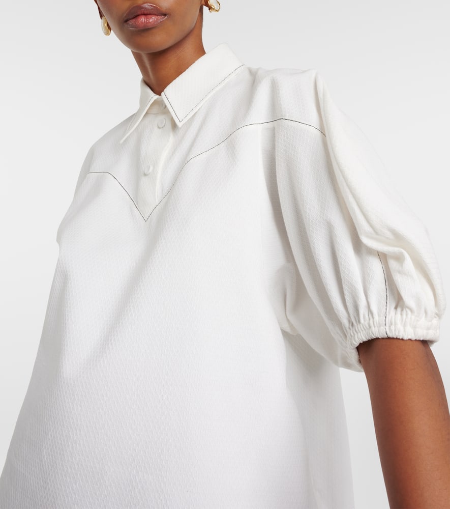 Shop Chloé Puff-sleeve Cotton Blouse In White