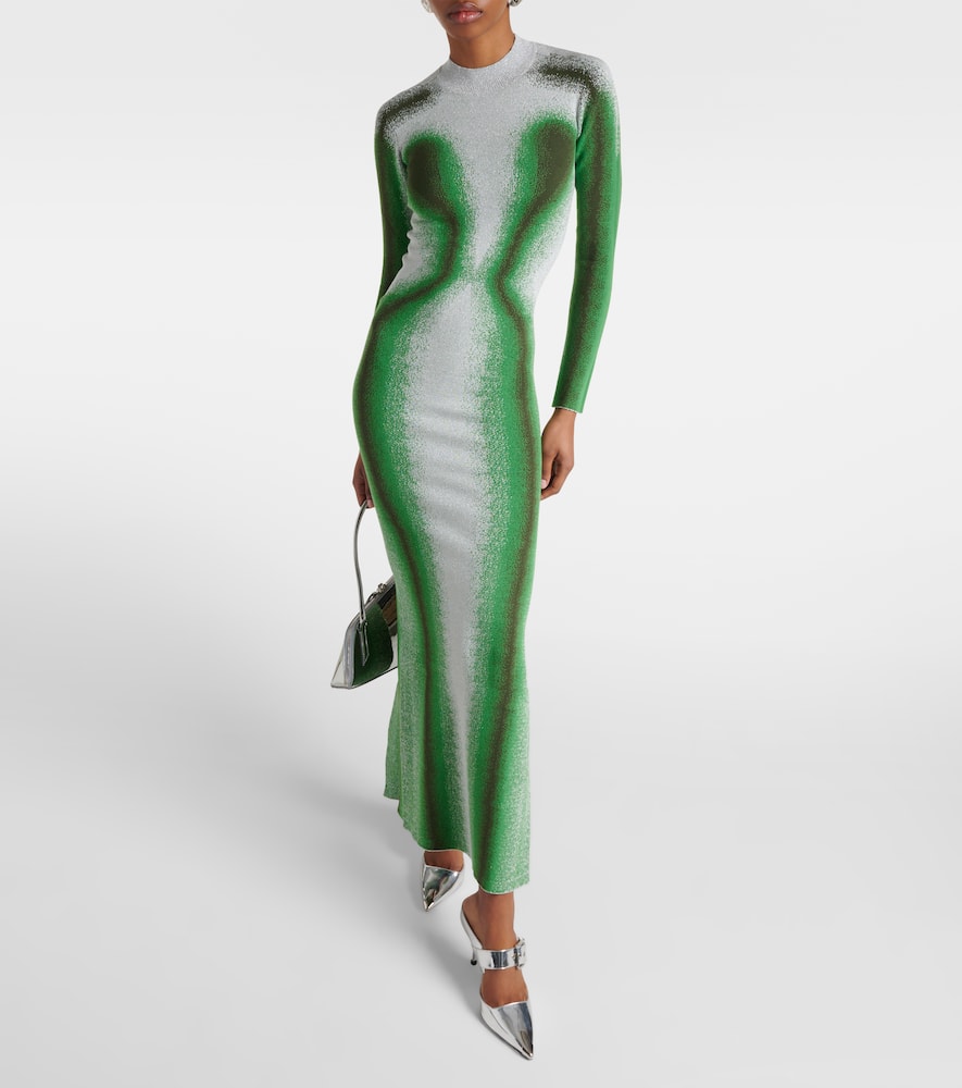 Shop Y/project Printed Knit Maxi Dress In Green