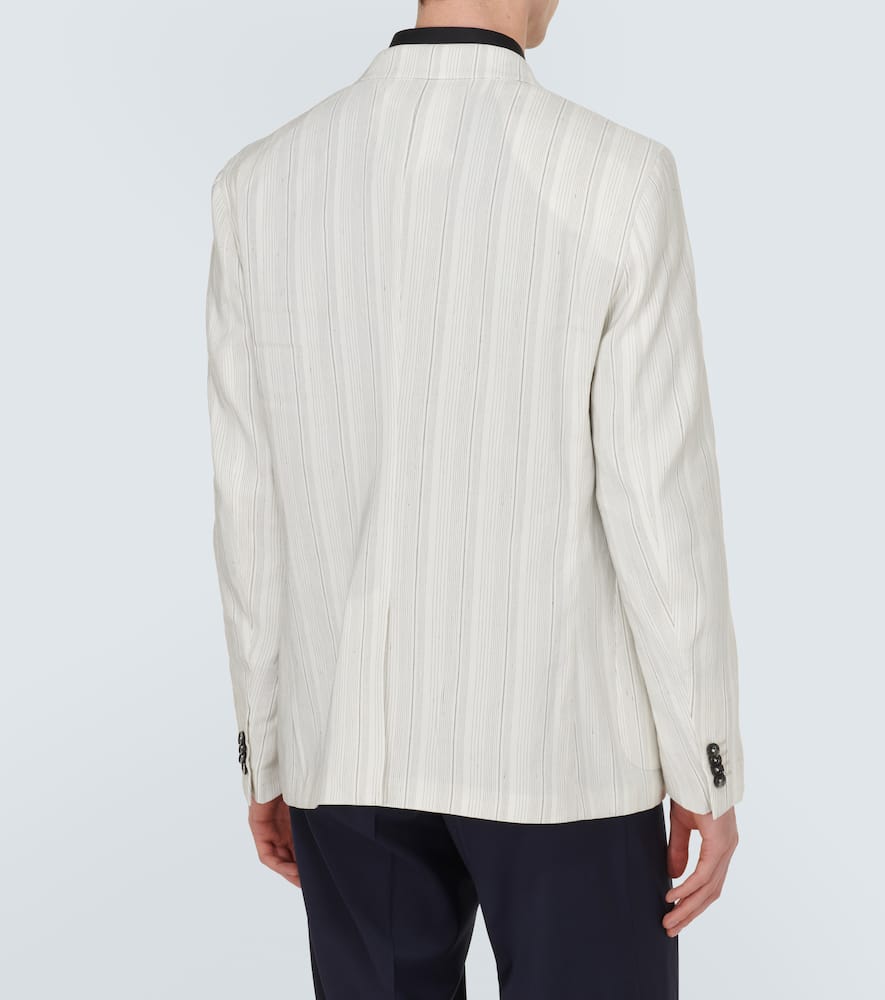 Shop Zegna Chalk Stripe Linen And Silk Jacket In Neutrals