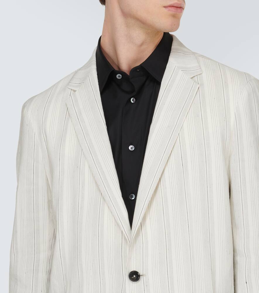 Shop Zegna Chalk Stripe Linen And Silk Jacket In Neutrals