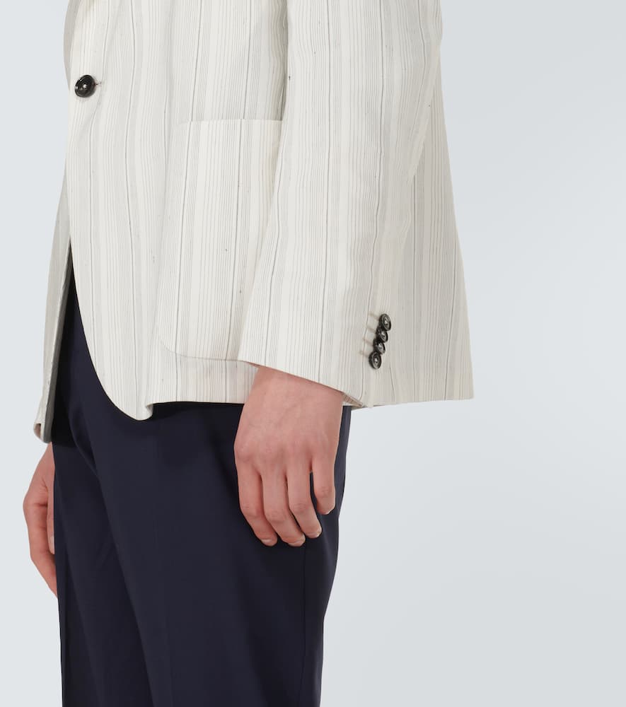 Shop Zegna Chalk Stripe Linen And Silk Jacket In Neutrals