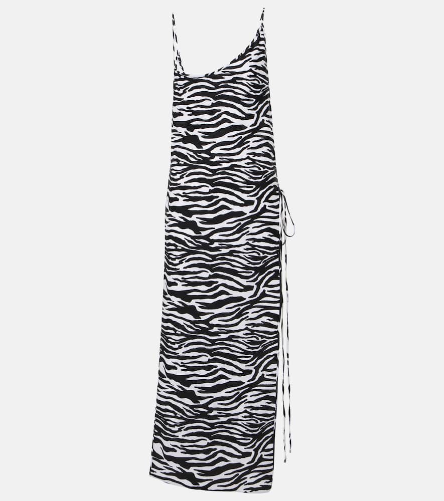 Attico Zebra Print Spaghetti Strap Beach Dress In White/black