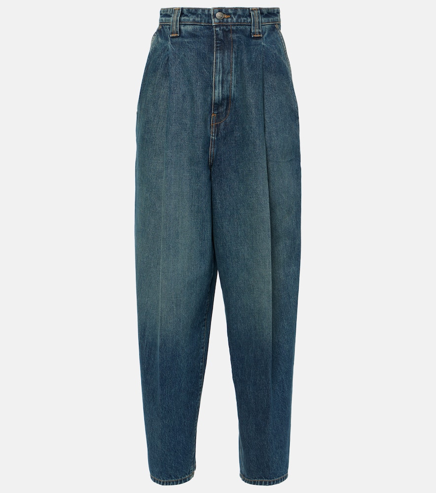 Khaite Ashford Pleated Wide-leg Jeans In Stinson