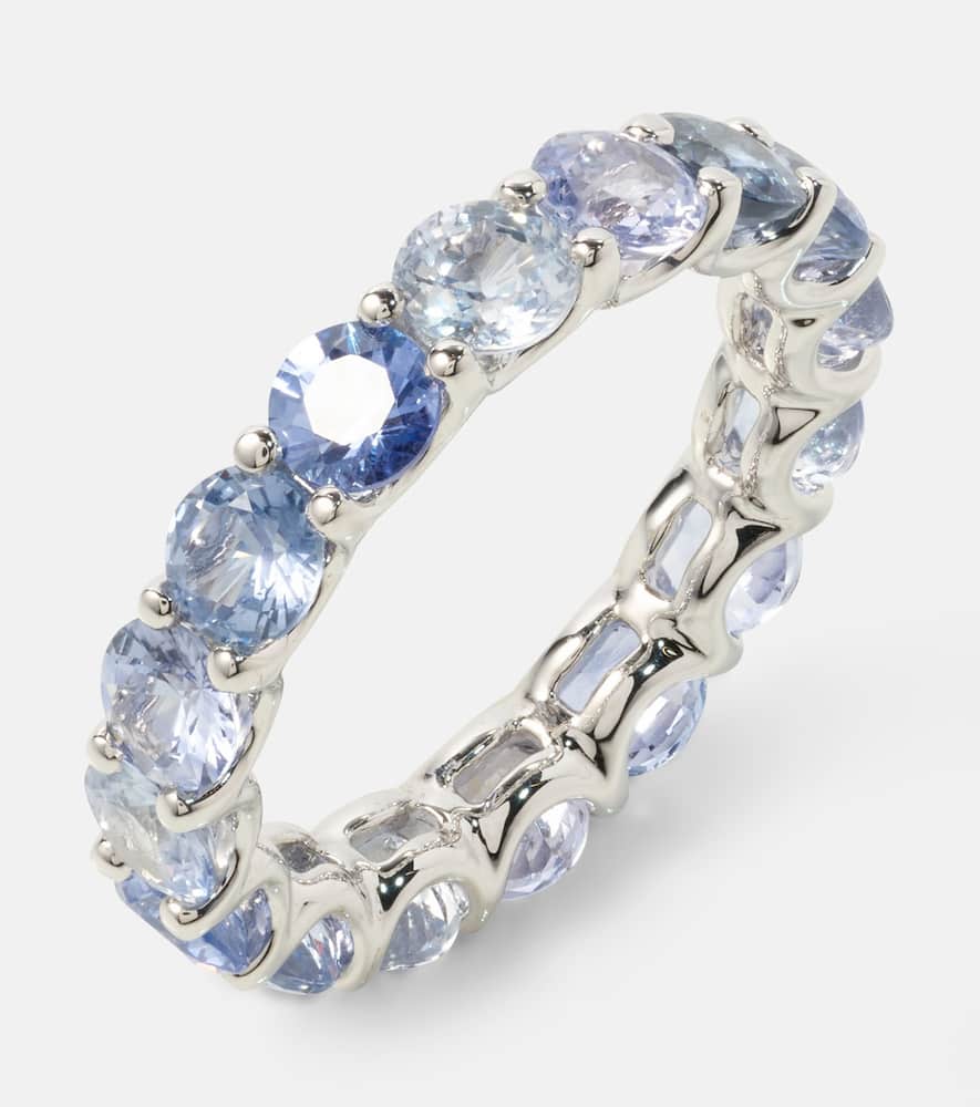 Bucherer Fine Jewellery Pastello 18kt White Gold Ring With Sapphires In Gold