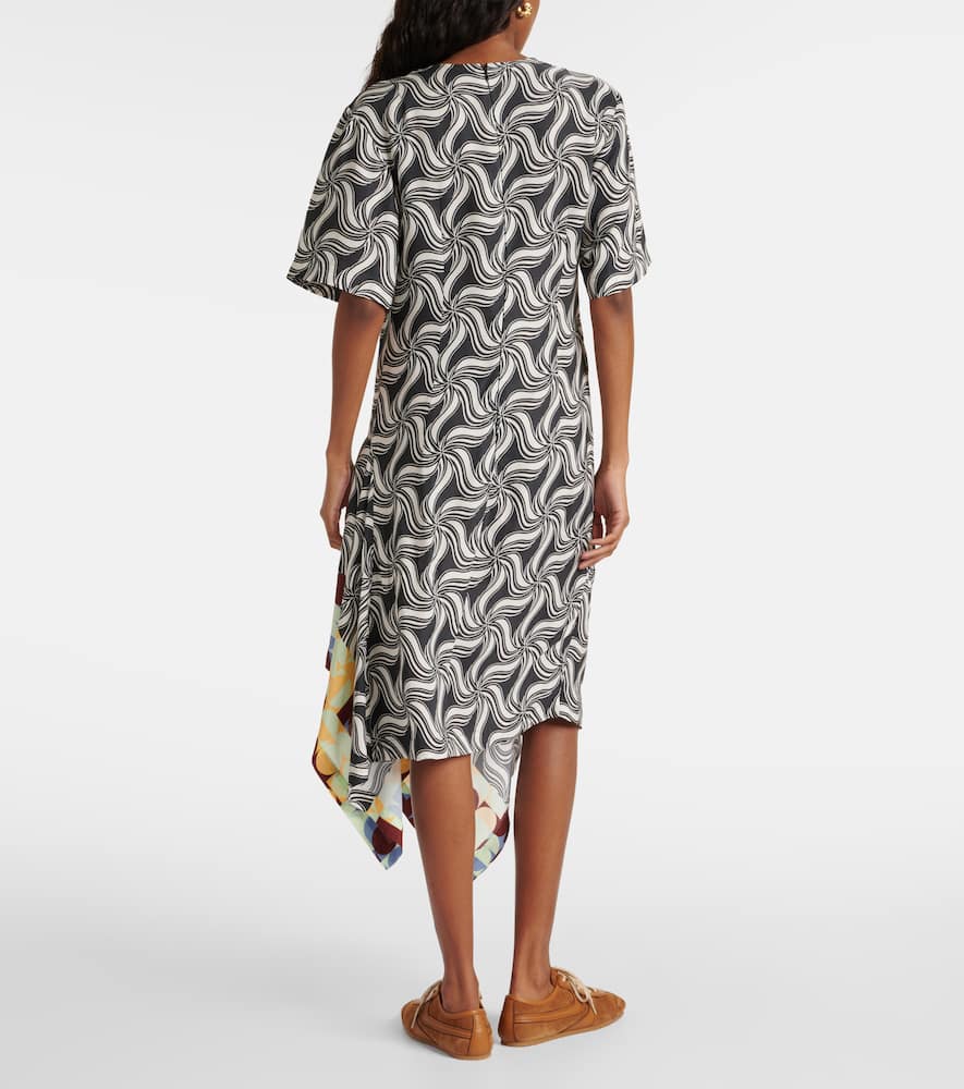 DRIES VAN NOTEN PRINTED ASYMMETRIC MIDI DRESS