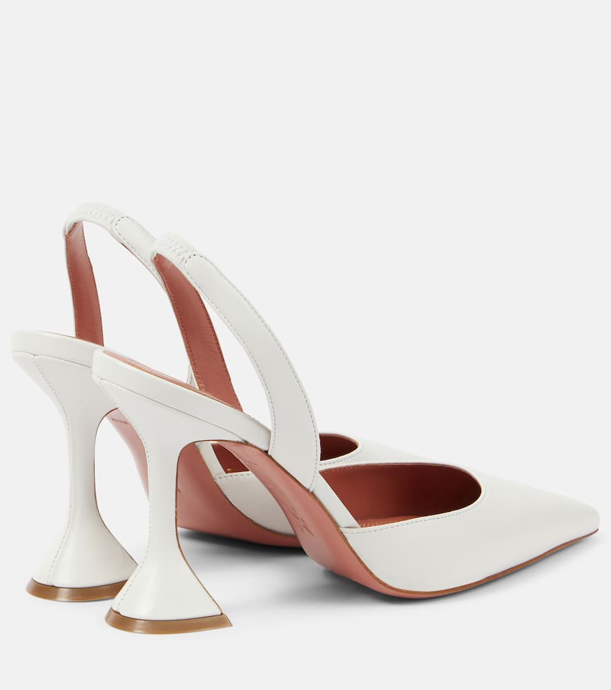 Amina Muaddi Holli 95 Leather Slingback Pumps In White