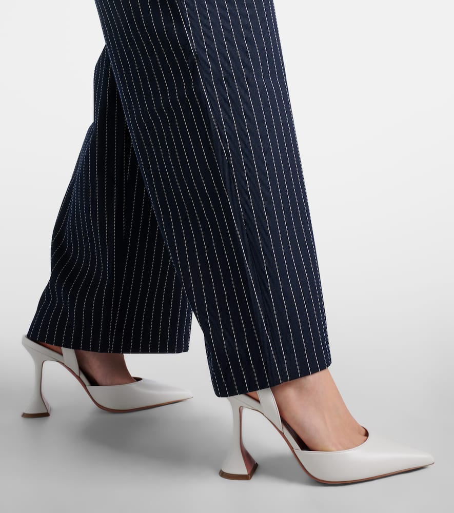 Amina Muaddi Holli 95 Leather Slingback Pumps In White