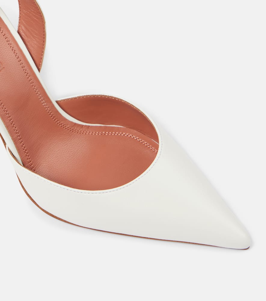 Amina Muaddi Holli 95 Leather Slingback Pumps In White
