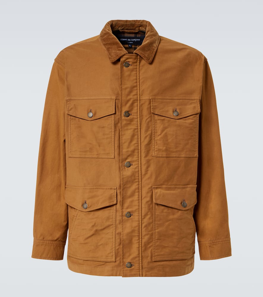 Comme Des Garçons Homme Deux Corduroy-trimmed Cotton Jacket In Brown