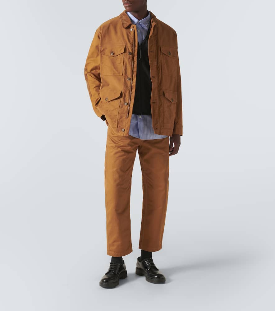 Comme Des Garçons Homme Deux Corduroy-trimmed Cotton Jacket In Brown