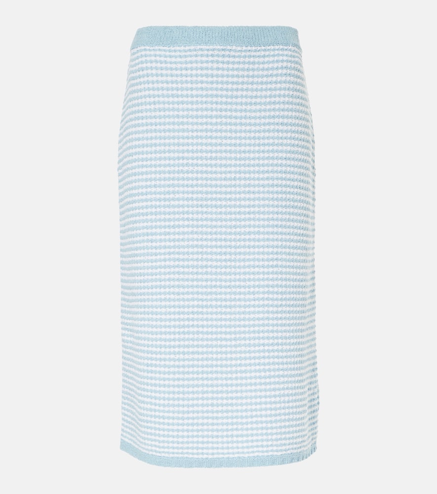 Tory Burch High-rise knitted cotton-blend midi skirt