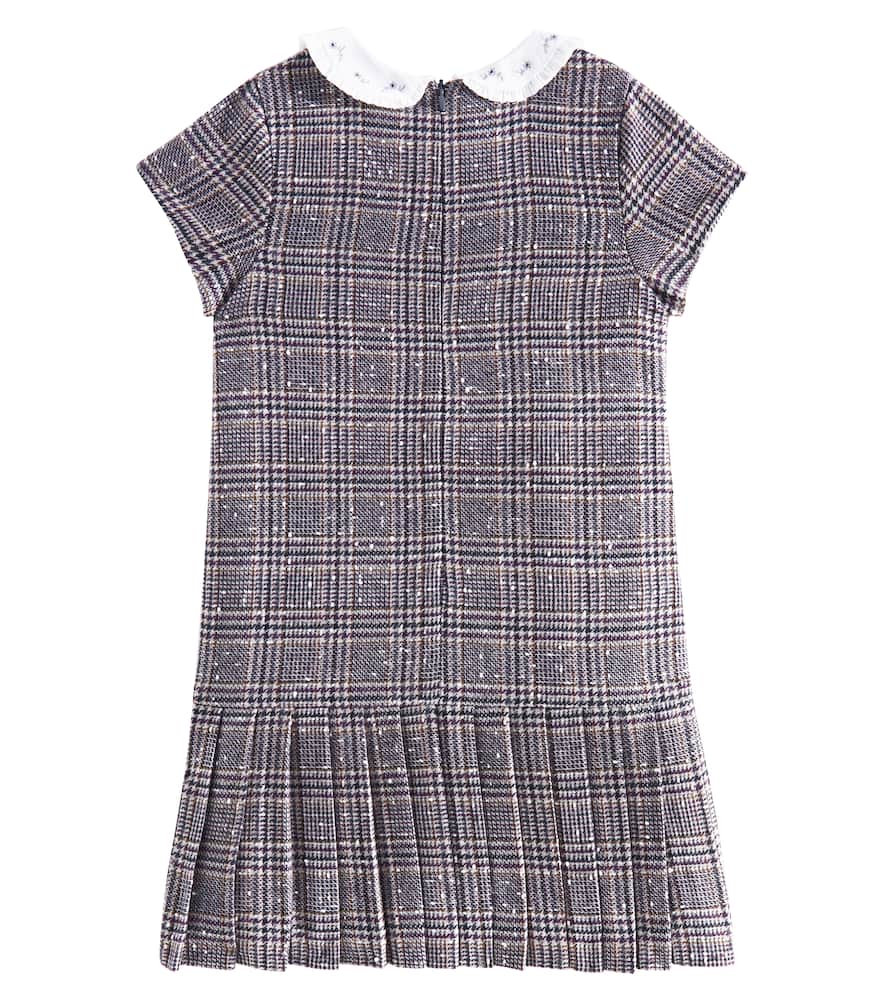 Tartine Et Chocolat Prince Of Wales Pleated Polo Dress In Grey