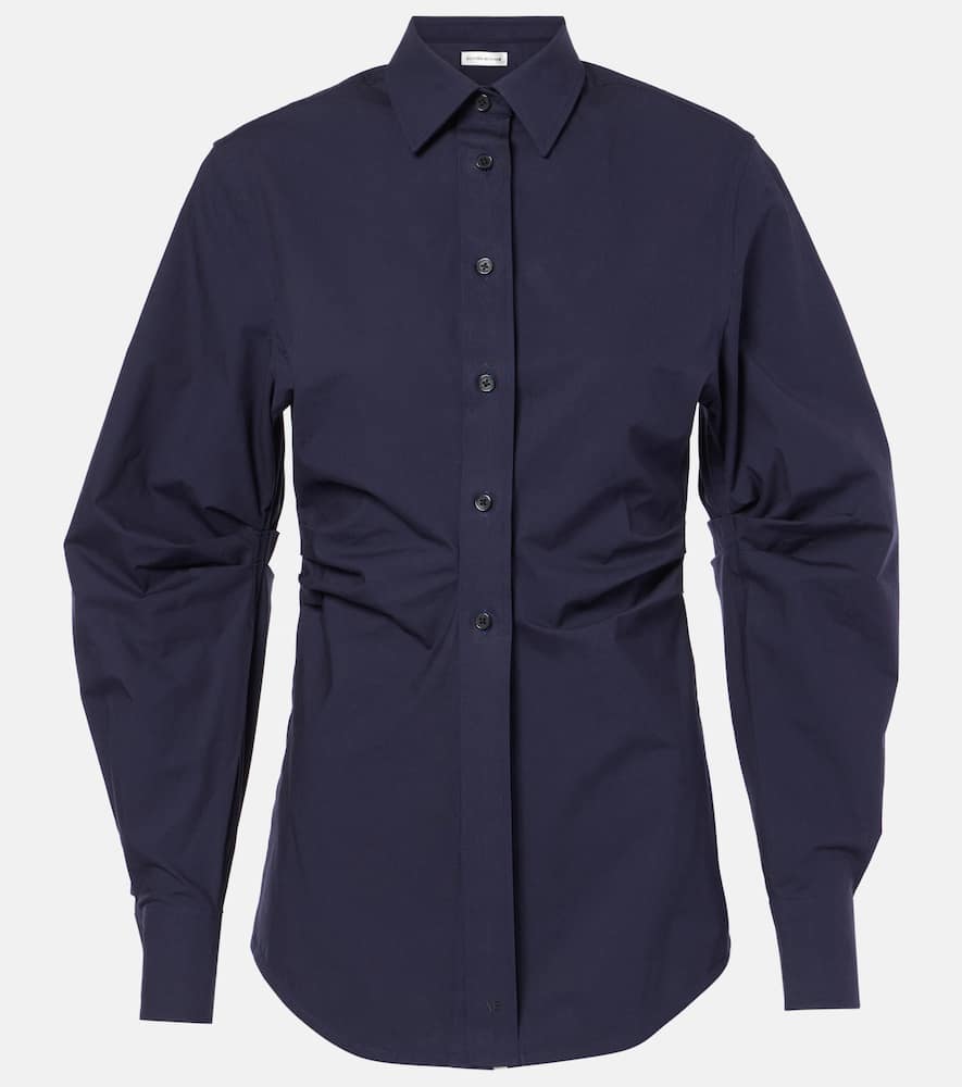Victoria Beckham Pleated Sleeve Button Down Shirt In Blue