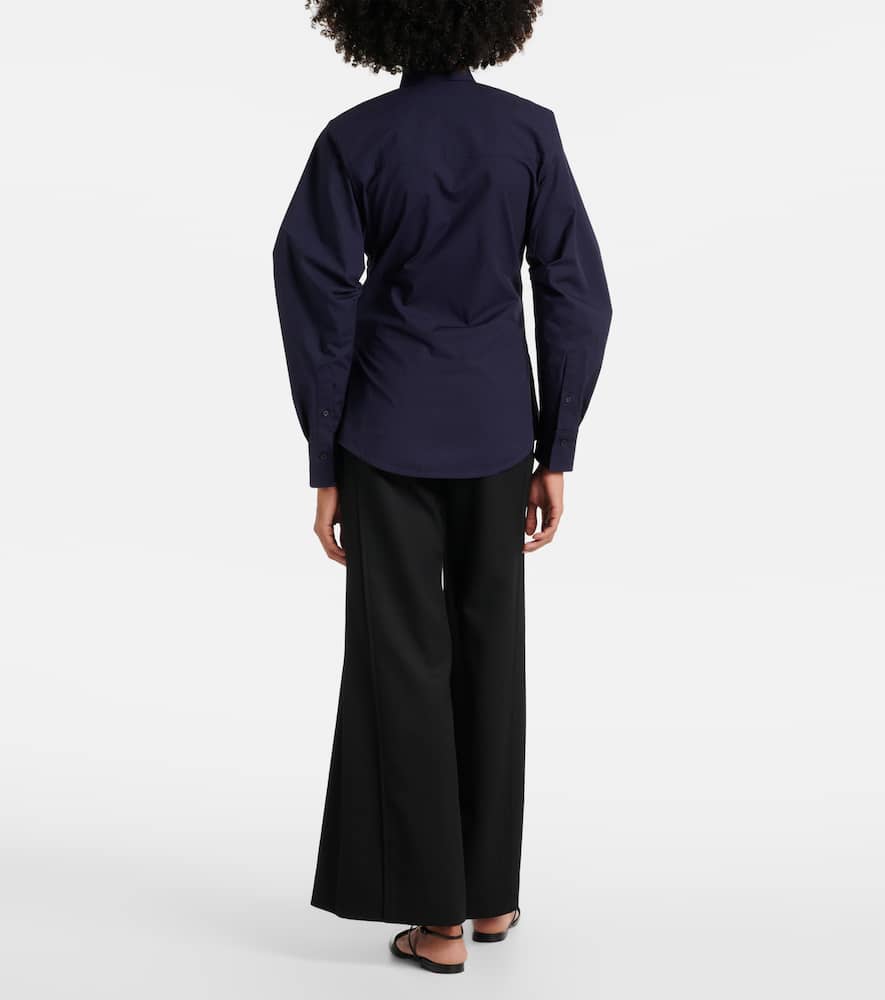 Victoria Beckham Pleated Sleeve Button Down Shirt In Blue