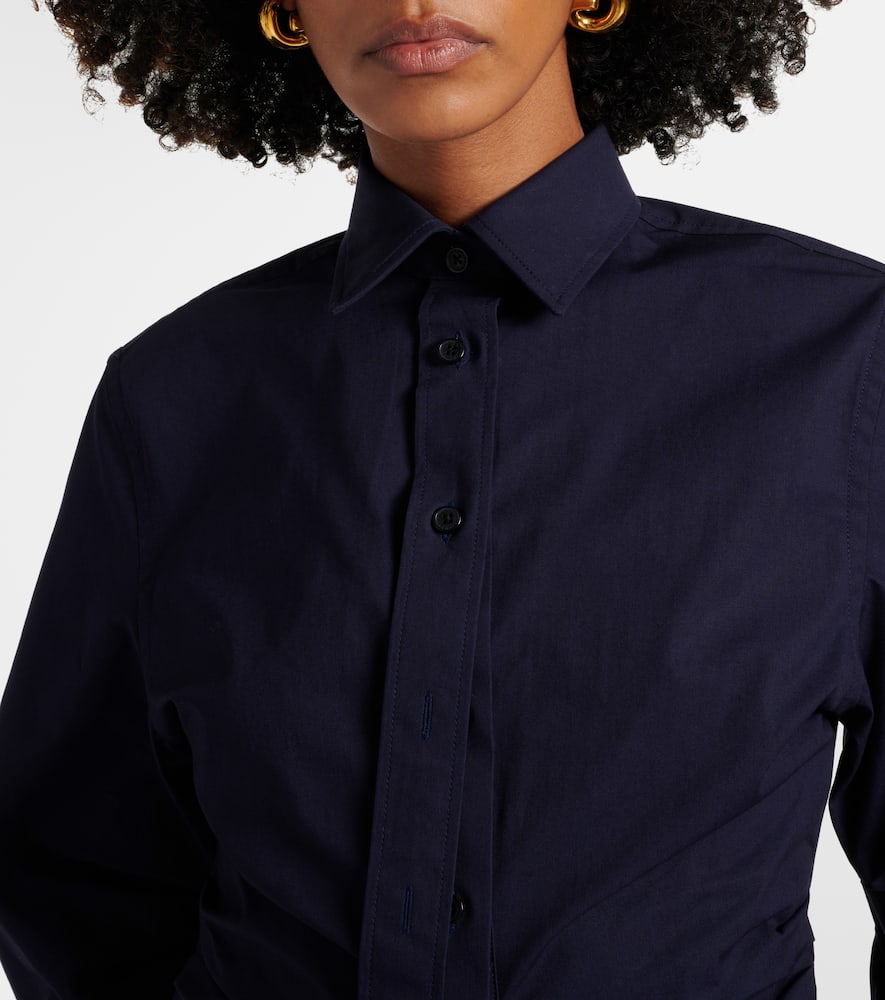 Victoria Beckham Pleated Sleeve Button Down Shirt In Blue