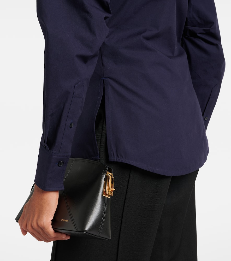 Victoria Beckham Pleated Sleeve Button Down Shirt In Blue