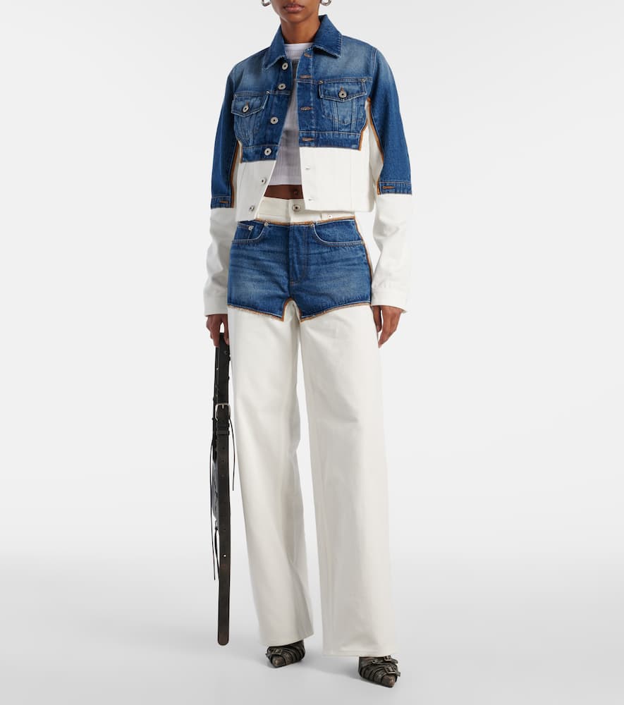Jean Paul Gaultier Petit Grand Trompe L'oeil Wide Jeans In Ecru/vintageblue