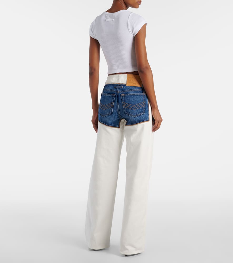 Jean Paul Gaultier Petit Grand Trompe L'oeil Wide Jeans In Ecru/vintageblue