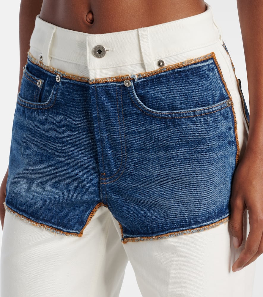 Jean Paul Gaultier Petit Grand Trompe L'oeil Wide Jeans In Ecru/vintageblue