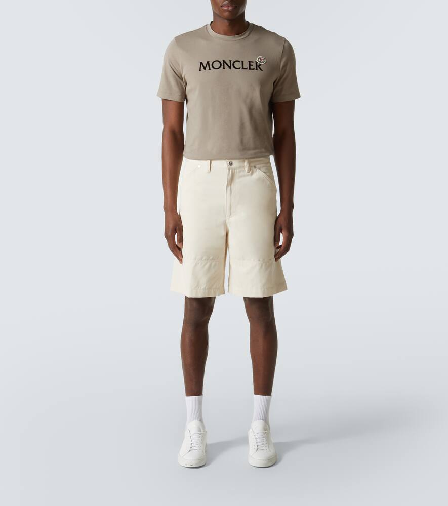 Moncler Cotton Crew Neck T-shirt With Velvet Print In Neutral