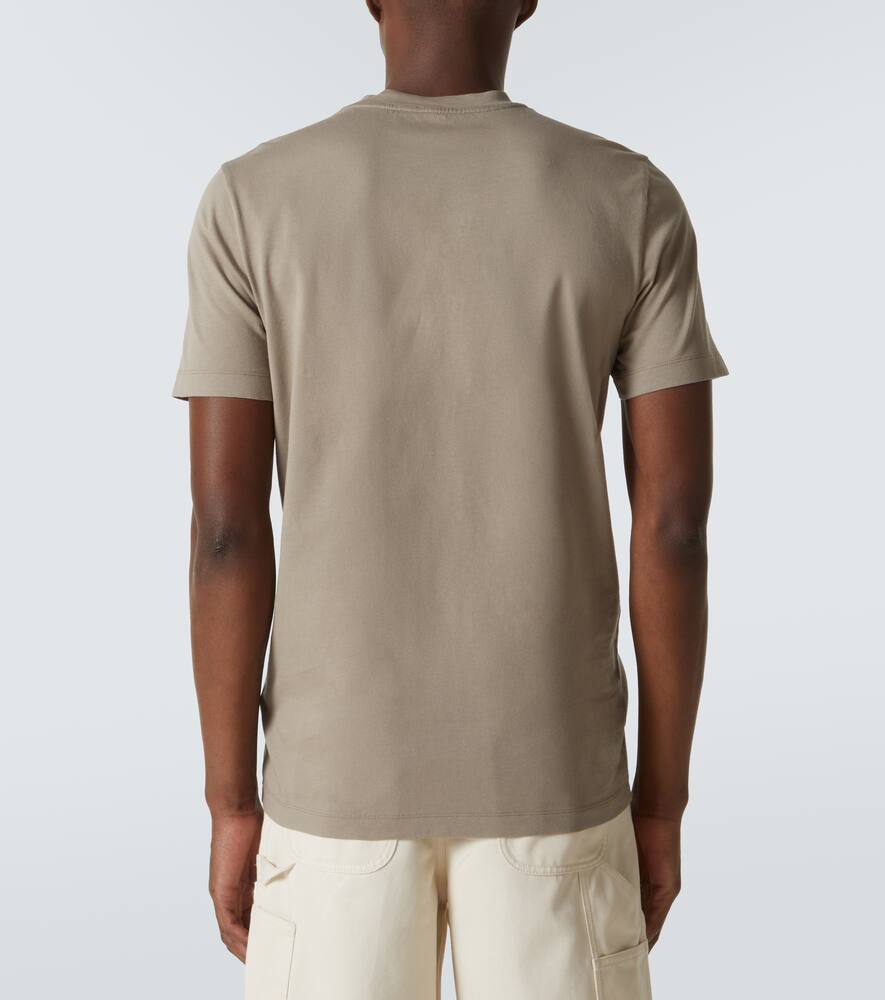 Moncler Cotton Crew Neck T-shirt With Velvet Print In Neutral
