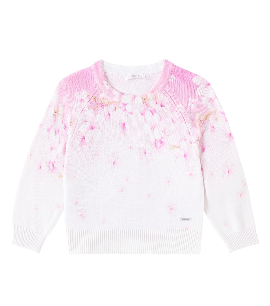 Monnalisa Floral-print Sweater In Pink