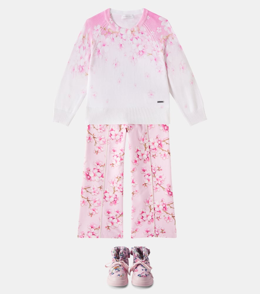 Monnalisa Floral-print Sweater In Pink