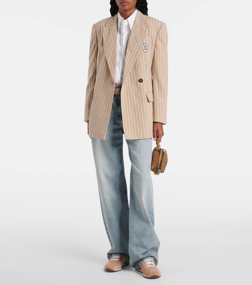 Brunello Cucinelli Chain Detail Suede Sneakers With Almond Toe In Orange