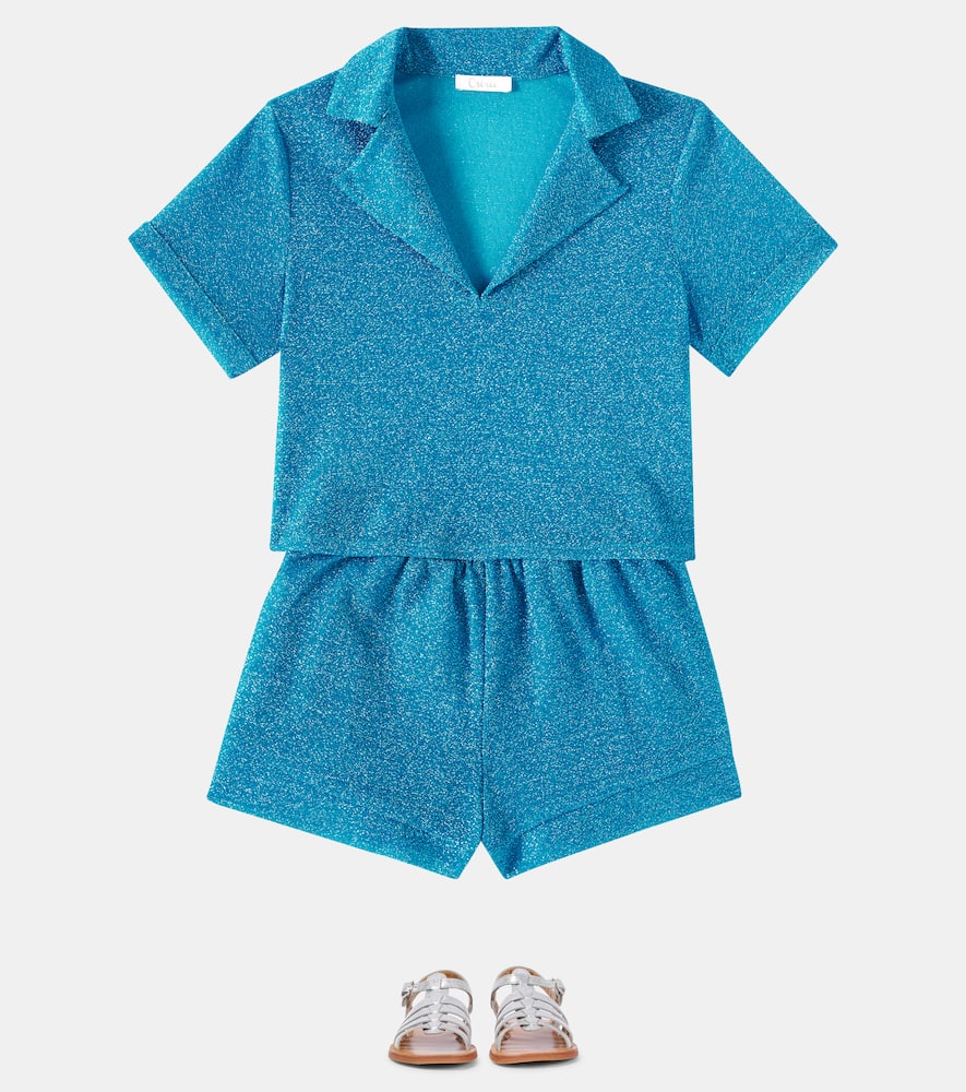 Oseree Oséree Kids Osemini Lumiére Lamé Top In Blue