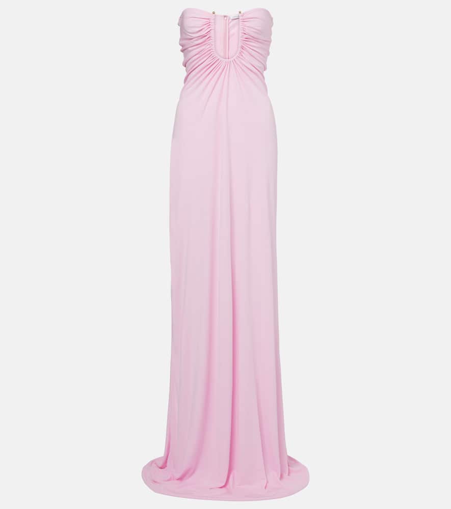 Christopher Esber Arced Palm Gathered Maxi Dress In Pink