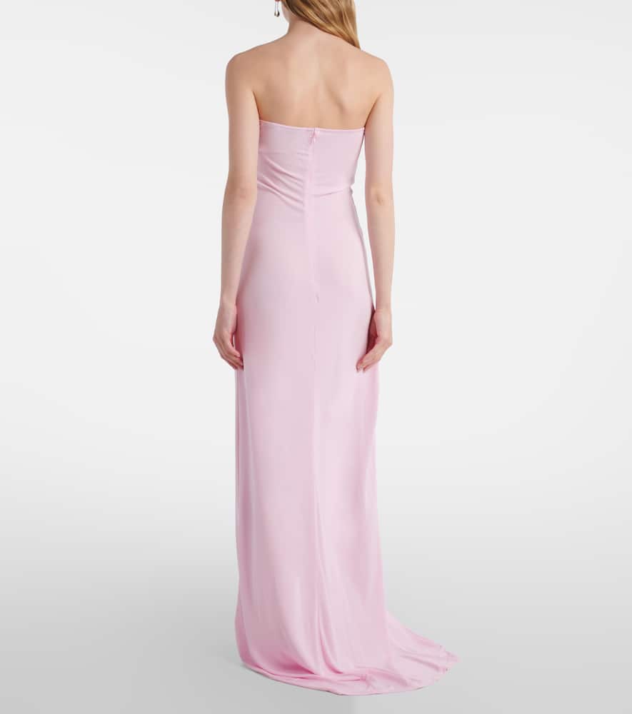 Christopher Esber Arced Palm Gathered Maxi Dress In Pink