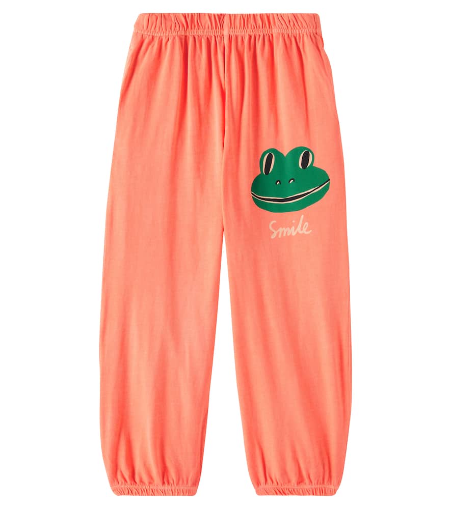 Jellymallow Smiling Frog Cotton Sweatpants In Orange