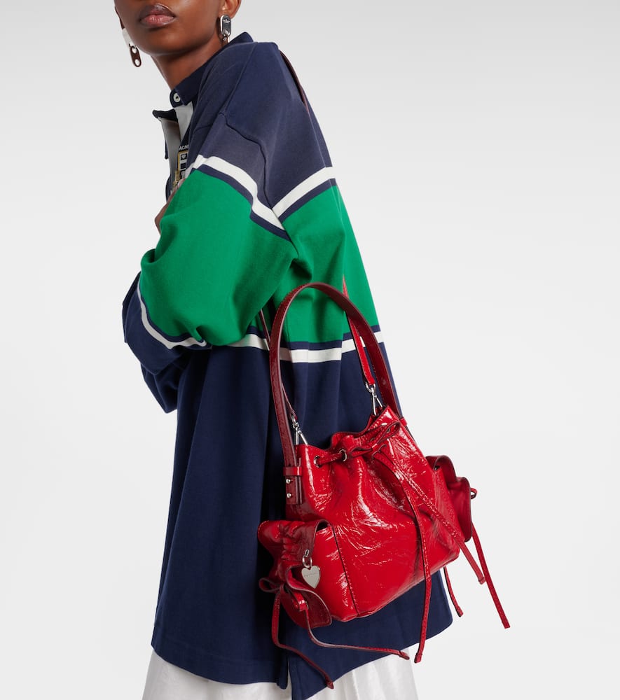 Acne Studios Multipocket Mini Leather Bucket Bag In Red