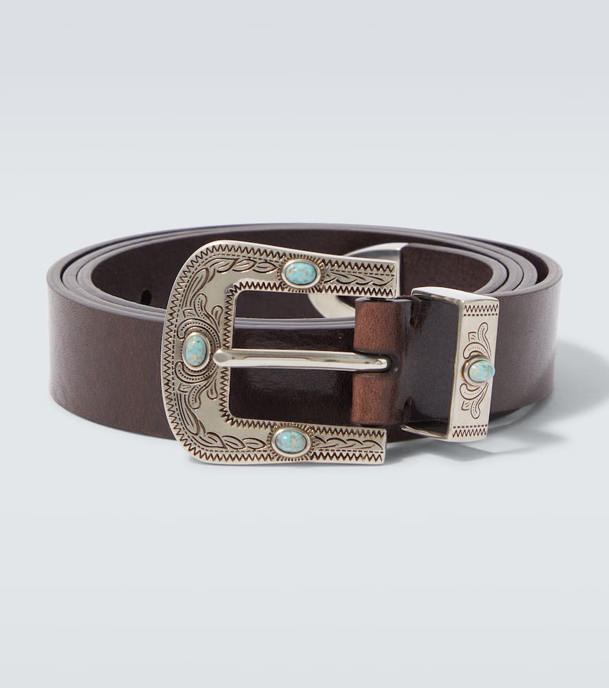 Embellished leather belt