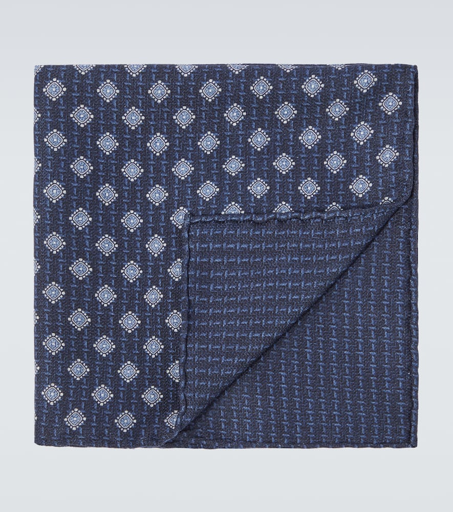 Brunello Cucinelli Silk Pocket Square In Blue