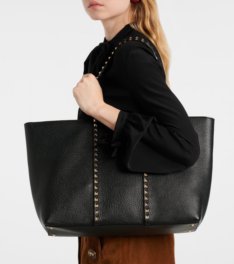 Valentino Rockstud Tote Bag In Black